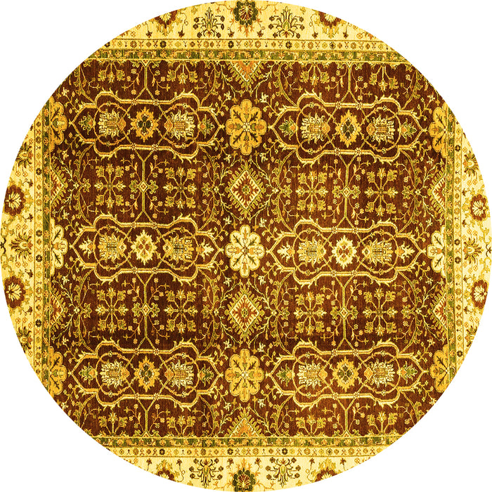Round Oriental Yellow Traditional Rug, abs3129yw
