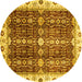 Round Oriental Yellow Traditional Rug, abs3129yw