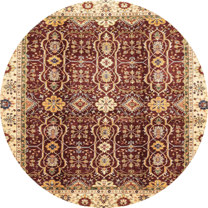 Round Abstract Red Oriental Rug, abs3129
