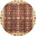 Round Abstract Red Oriental Rug, abs3129