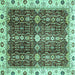 Square Oriental Turquoise Traditional Rug, abs3129turq