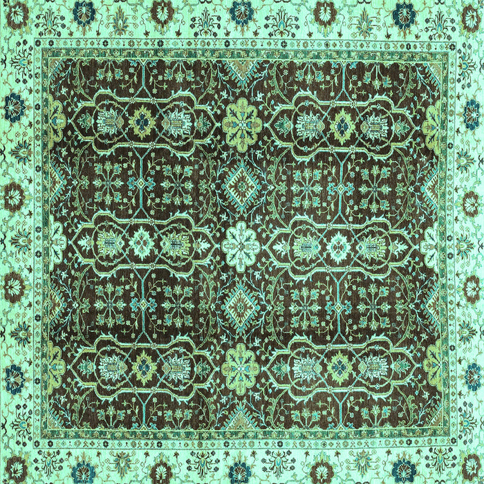 Square Machine Washable Oriental Turquoise Traditional Area Rugs, wshabs3129turq