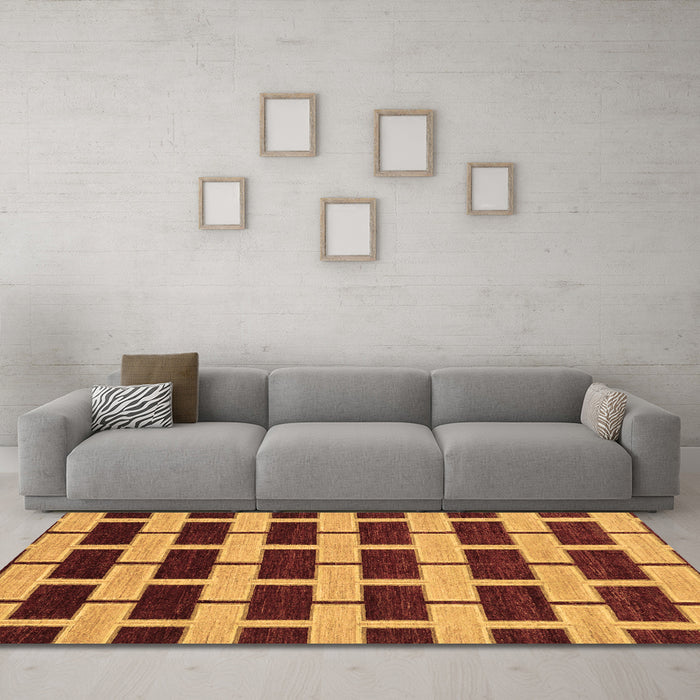 Machine Washable Abstract Brown Modern Rug in a Living Room,, wshabs312brn