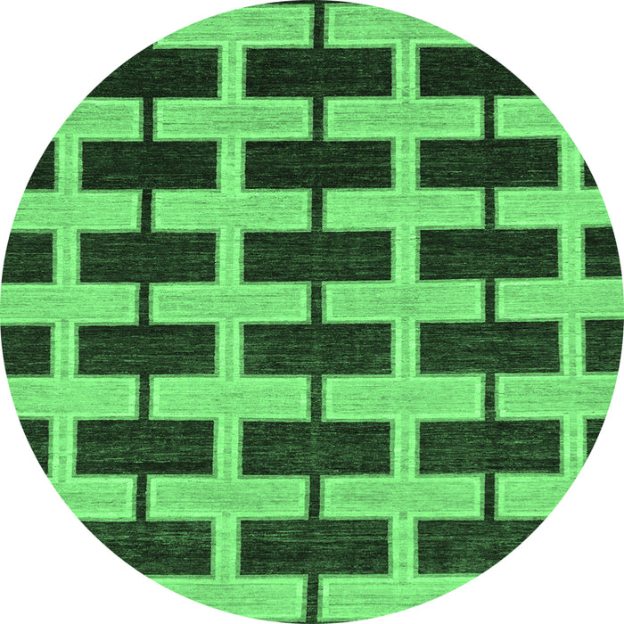Round Machine Washable Abstract Emerald Green Modern Area Rugs, wshabs312emgrn