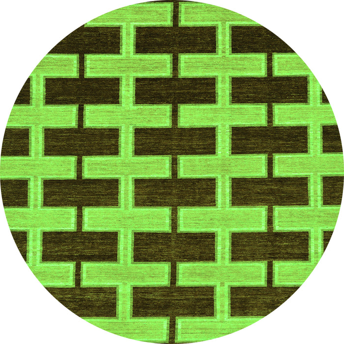 Round Machine Washable Abstract Green Modern Area Rugs, wshabs312grn