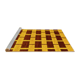 Sideview of Machine Washable Abstract Yellow Modern Rug, wshabs312yw