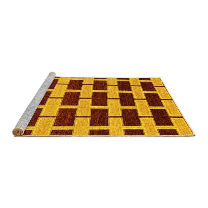 Sideview of Machine Washable Abstract Yellow Modern Rug, wshabs312yw