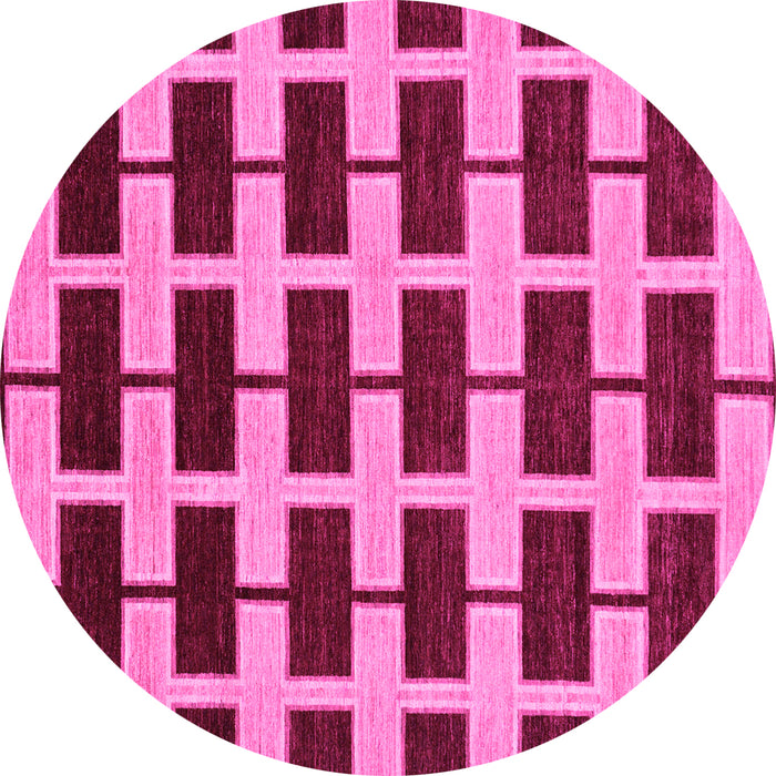Round Machine Washable Abstract Pink Modern Rug, wshabs312pnk