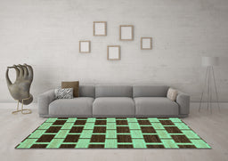 Machine Washable Abstract Turquoise Modern Area Rugs in a Living Room,, wshabs312turq