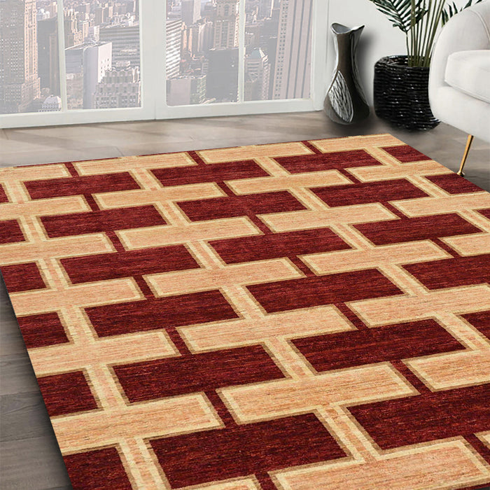 Abstract Orange Modern Rug in Family Room, abs312