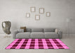 Machine Washable Abstract Pink Modern Rug in a Living Room, wshabs312pnk