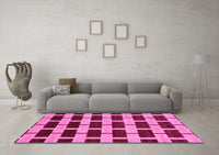 Machine Washable Abstract Pink Modern Rug, wshabs312pnk