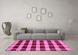Machine Washable Abstract Pink Modern Rug in a Living Room, wshabs312pnk
