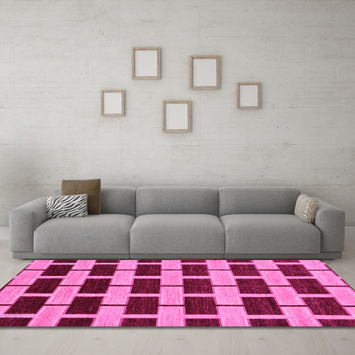 Machine Washable Abstract Pink Modern Rug in a Living Room, wshabs312pnk