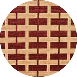 Round Machine Washable Abstract Orange Rug, wshabs312