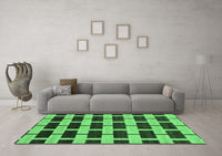 Machine Washable Abstract Emerald Green Modern Rug, wshabs312emgrn