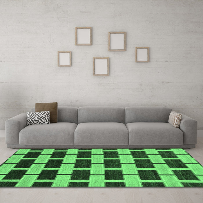 Machine Washable Abstract Emerald Green Modern Area Rugs in a Living Room,, wshabs312emgrn
