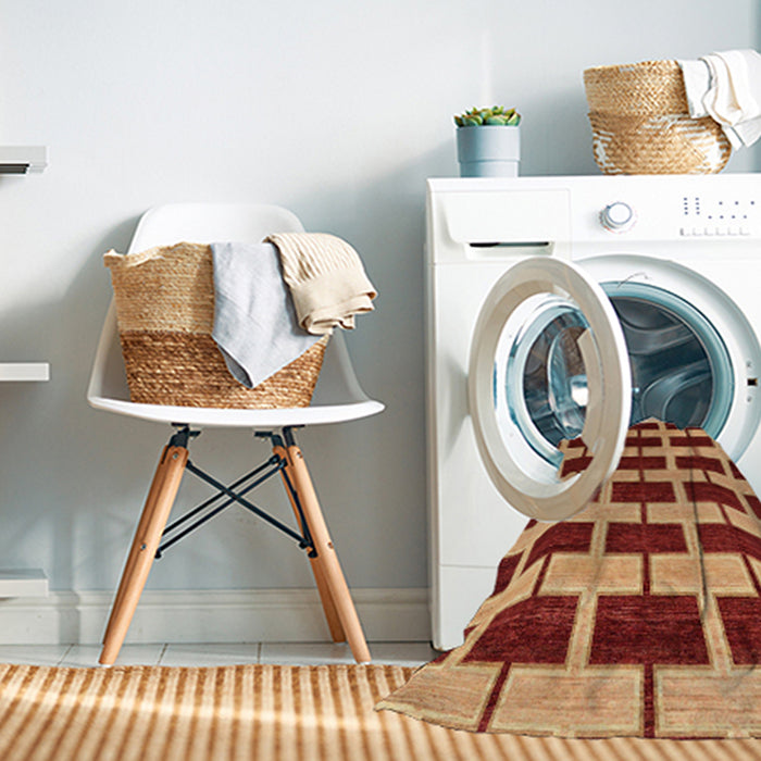 Machine Washable Abstract Orange Rug in a Washing Machine, wshabs312