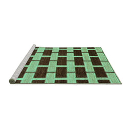 Sideview of Machine Washable Abstract Turquoise Modern Area Rugs, wshabs312turq