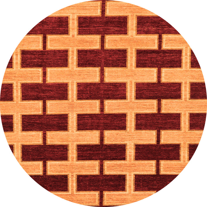 Round Machine Washable Abstract Orange Modern Area Rugs, wshabs312org