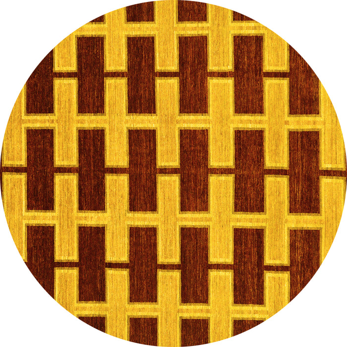 Round Machine Washable Abstract Yellow Modern Rug, wshabs312yw