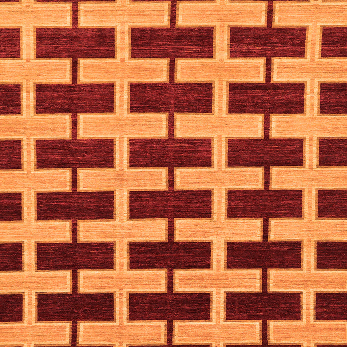 Square Machine Washable Abstract Orange Modern Area Rugs, wshabs312org