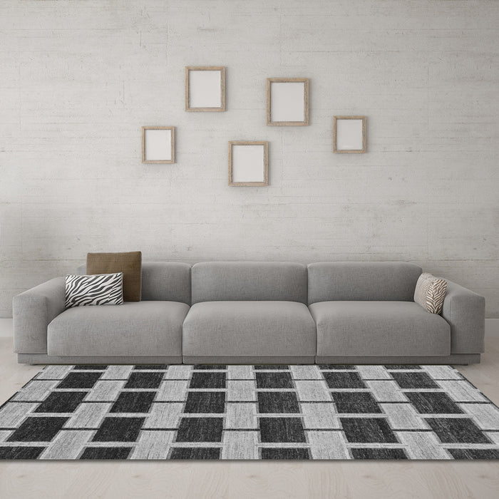 Machine Washable Abstract Gray Modern Rug in a Living Room,, wshabs312gry