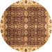 Round Machine Washable Abstract Brown Modern Rug, wshabs3130brn