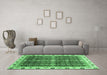 Machine Washable Abstract Emerald Green Modern Area Rugs in a Living Room,, wshabs3130emgrn