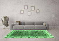 Machine Washable Abstract Emerald Green Modern Rug, wshabs3130emgrn