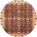 Round Abstract Red Modern Rug, abs3130