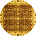 Round Abstract Yellow Modern Rug, abs3130yw