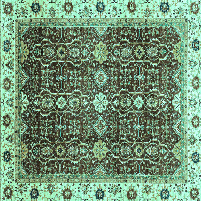 Square Machine Washable Abstract Turquoise Modern Area Rugs, wshabs3130turq