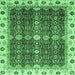 Square Machine Washable Abstract Emerald Green Modern Area Rugs, wshabs3130emgrn