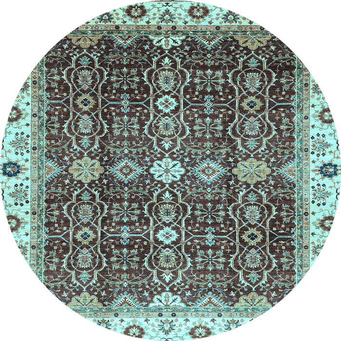 Round Machine Washable Abstract Light Blue Modern Rug, wshabs3130lblu