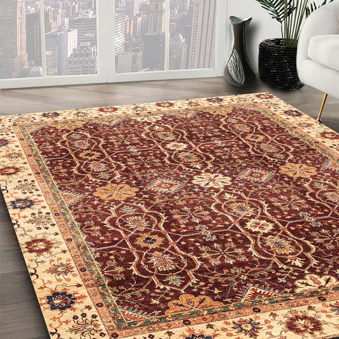 Machine Washable Abstract Tomato Red Rug in a Family Room, wshabs3130