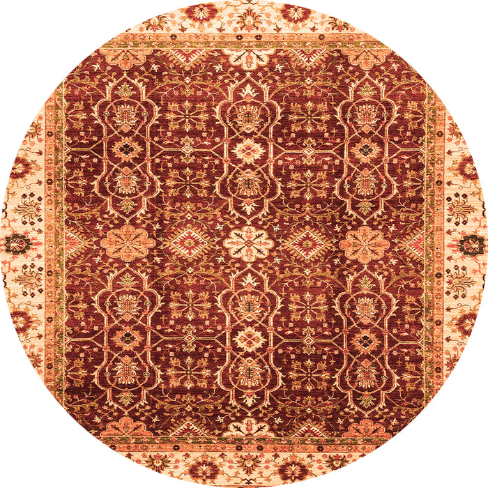 Round Abstract Orange Modern Rug, abs3130org