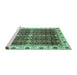 Sideview of Machine Washable Abstract Turquoise Modern Area Rugs, wshabs3130turq