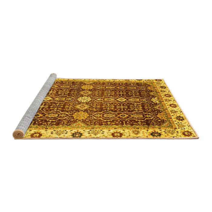 Sideview of Machine Washable Abstract Yellow Modern Rug, wshabs3130yw
