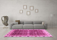 Machine Washable Abstract Pink Modern Rug, wshabs3130pnk