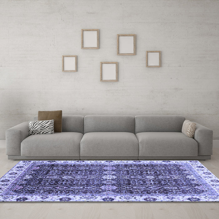 Machine Washable Abstract Blue Modern Rug in a Living Room, wshabs3130blu