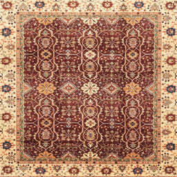 Square Machine Washable Abstract Tomato Red Rug, wshabs3130