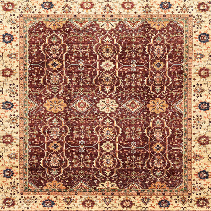 Square Machine Washable Abstract Tomato Red Rug, wshabs3130