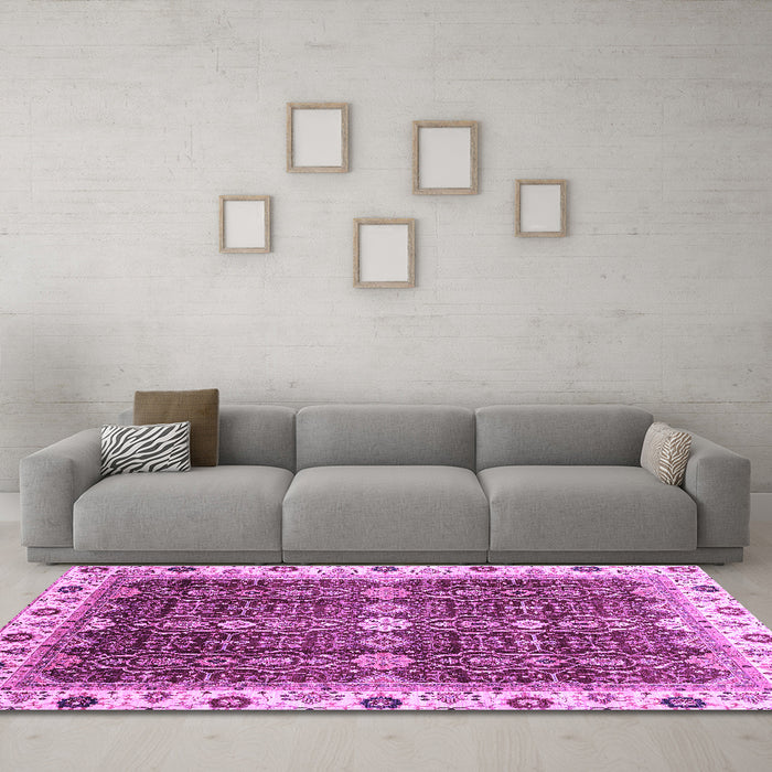 Machine Washable Abstract Purple Modern Area Rugs in a Living Room, wshabs3130pur