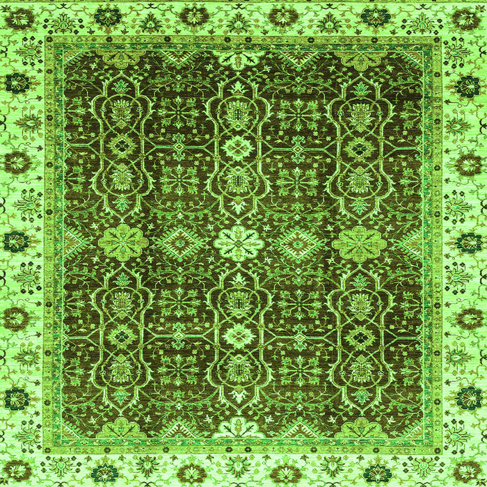 Square Machine Washable Abstract Green Modern Area Rugs, wshabs3130grn