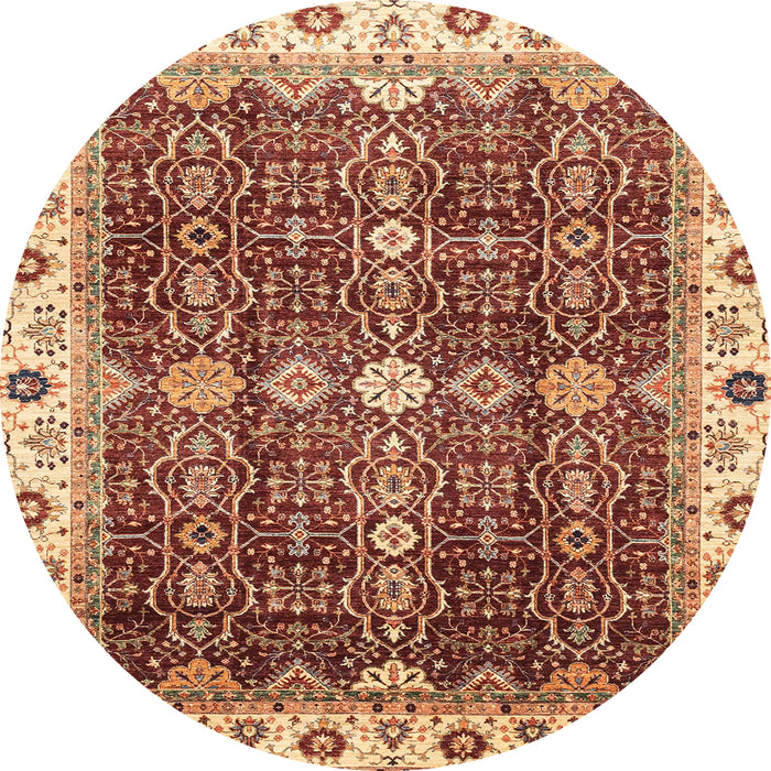 Round Machine Washable Abstract Tomato Red Rug, wshabs3130