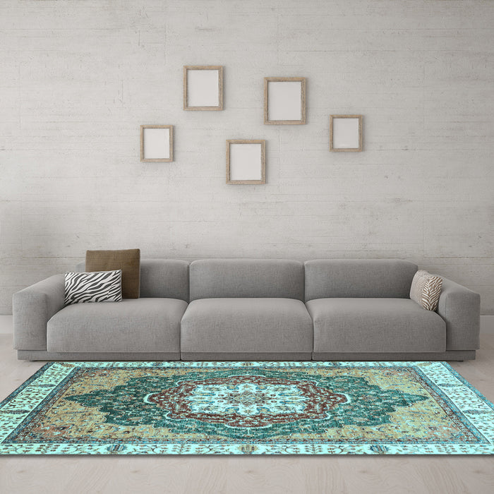 Machine Washable Abstract Light Blue Modern Rug in a Living Room, wshabs3131lblu