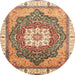 Round Machine Washable Abstract Red Rug, wshabs3131