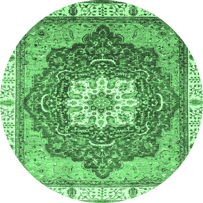 Round Abstract Emerald Green Modern Rug, abs3131emgrn