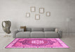 Machine Washable Abstract Pink Modern Rug in a Living Room, wshabs3131pnk